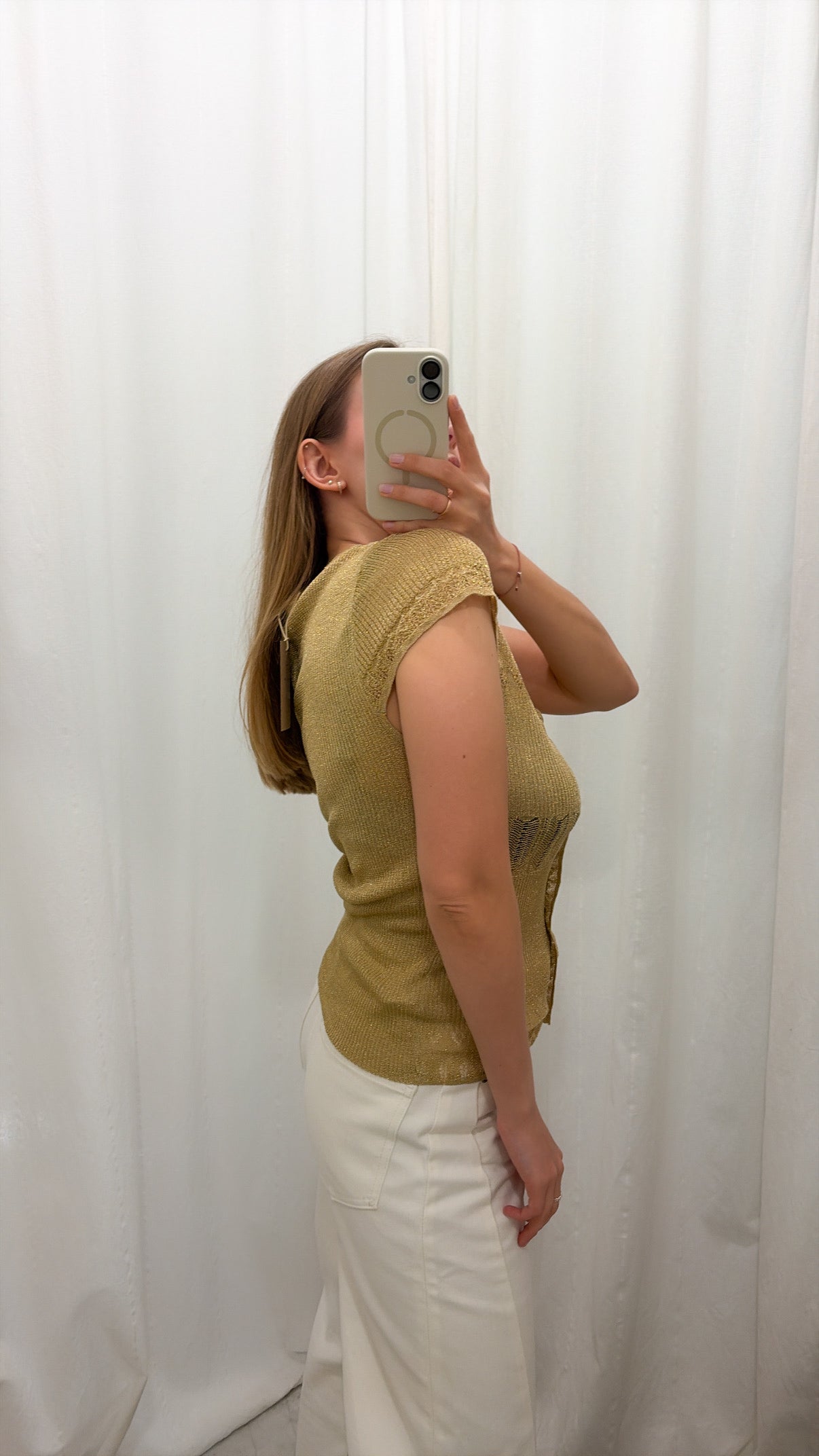 Vintage złota bluzka lurex | M/L