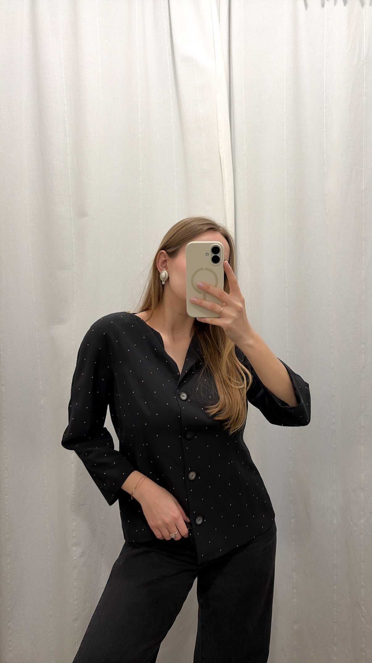 MADELEINE Żakiet ze 100% jedwabiu w subtelne kropki | L-XL