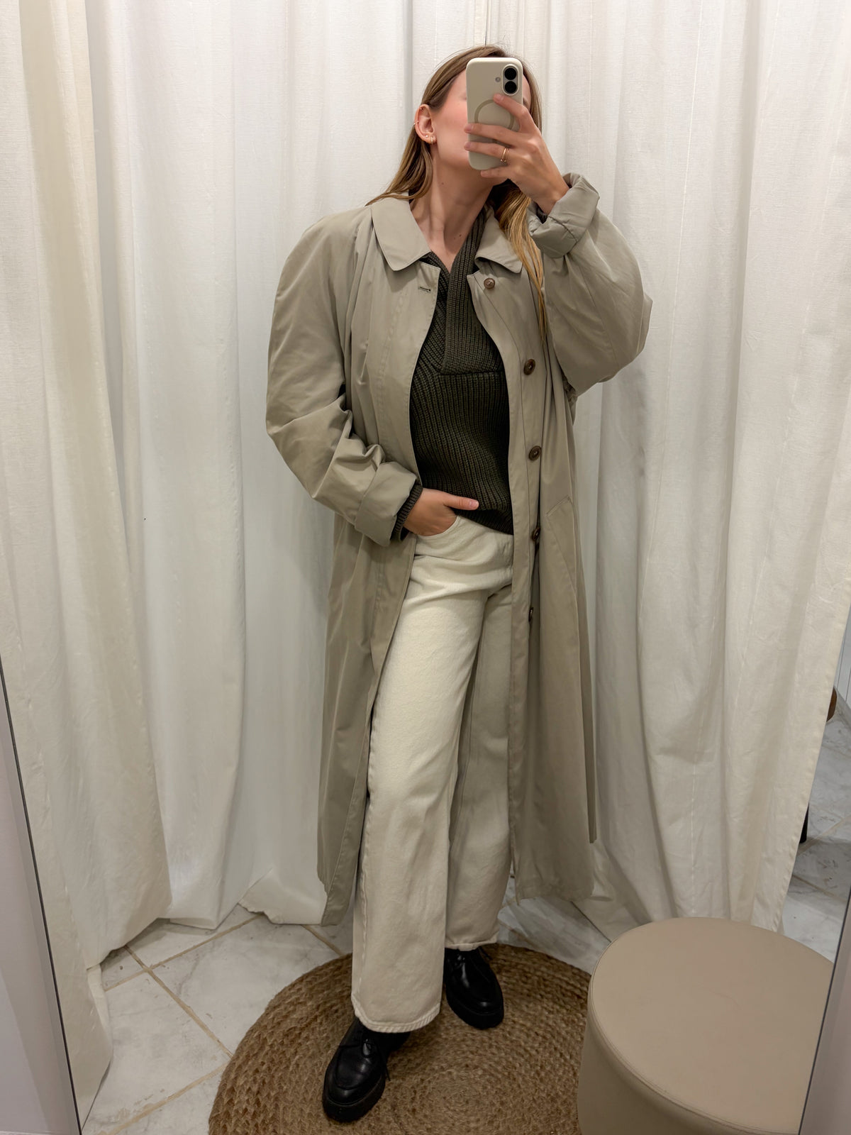 BUGATTI Trencz oversize unisex w oliwkowym beżu