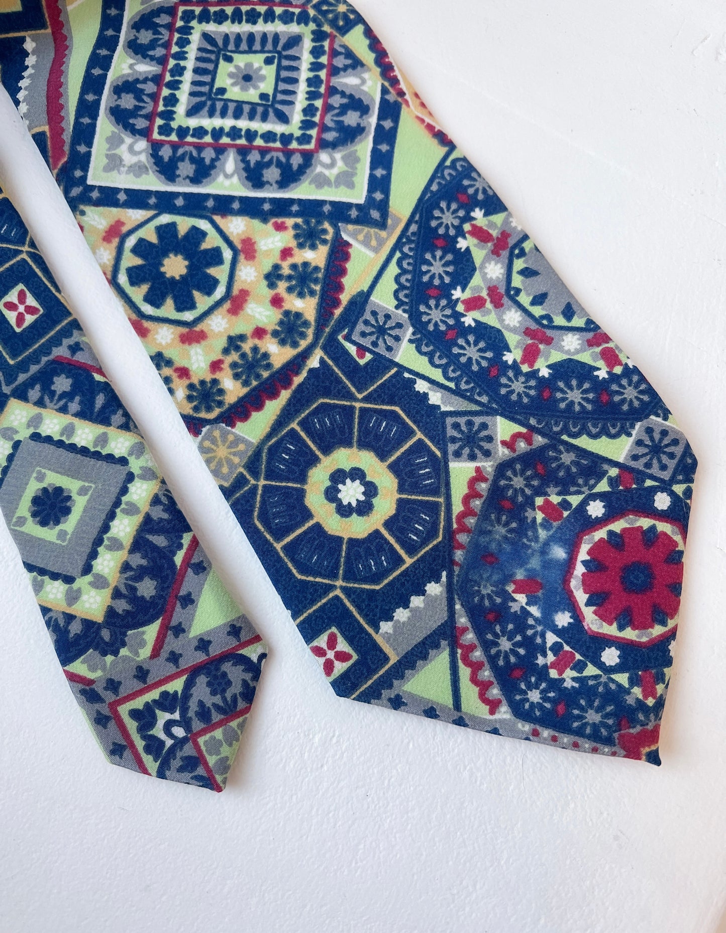 Wzorzysty krawat vintage | jedwab