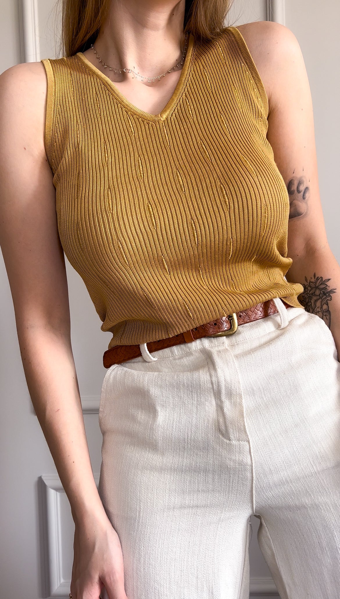 Vintage top bez rękawów | XS/M