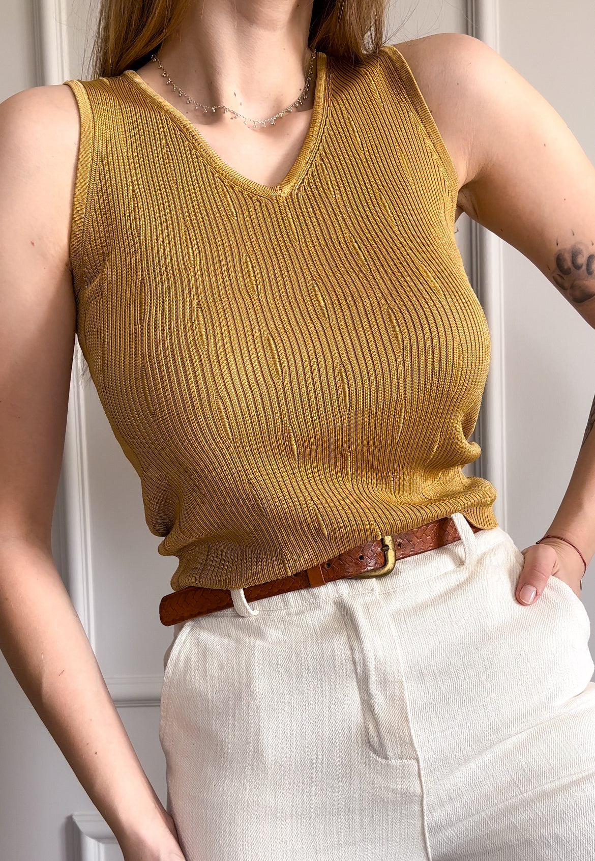 Vintage top bez rękawów | XS/M