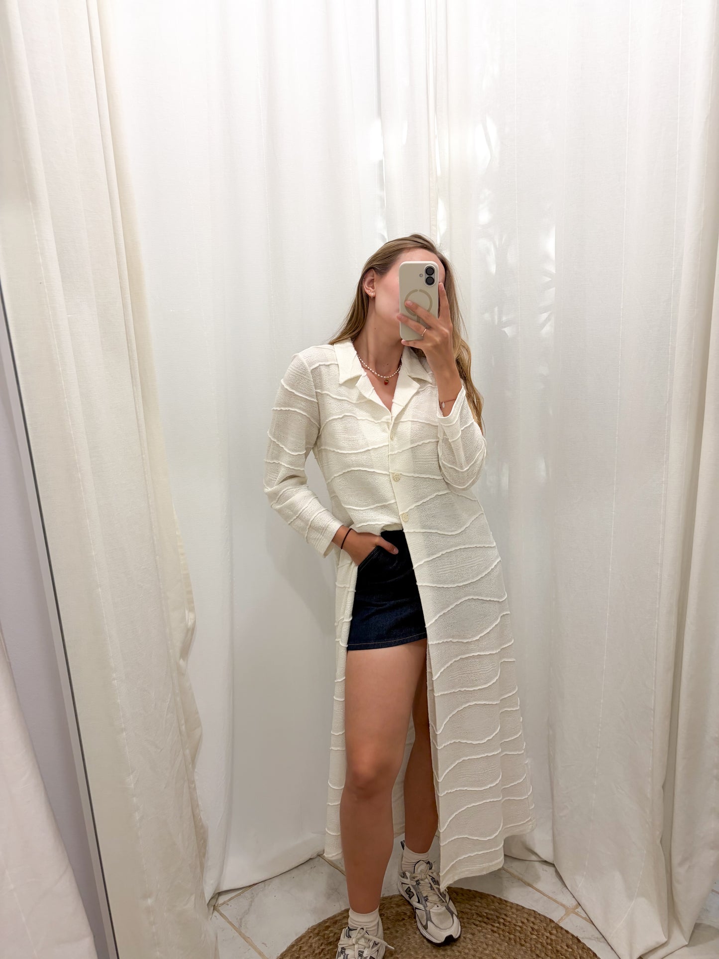Vintage sweter narzuta biała maxi L-XL