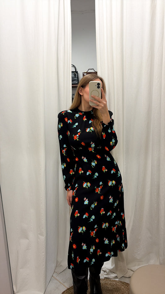 Sukienka midi w kwiatki ze 100% wiskozy | S/M