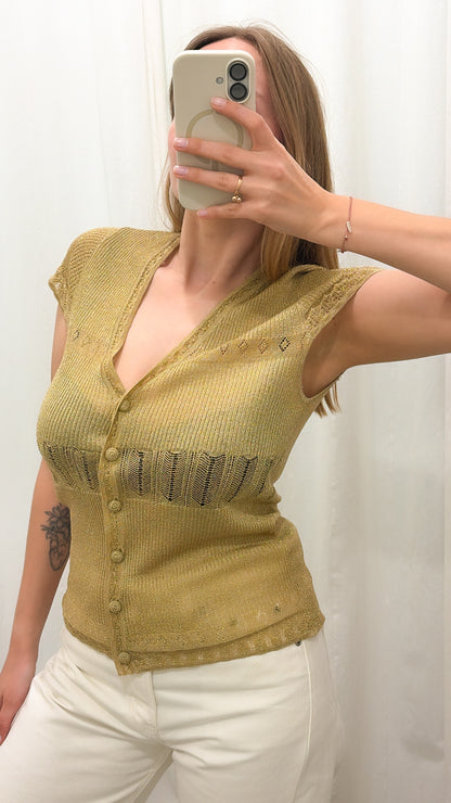 Vintage złota bluzka lurex | M/L
