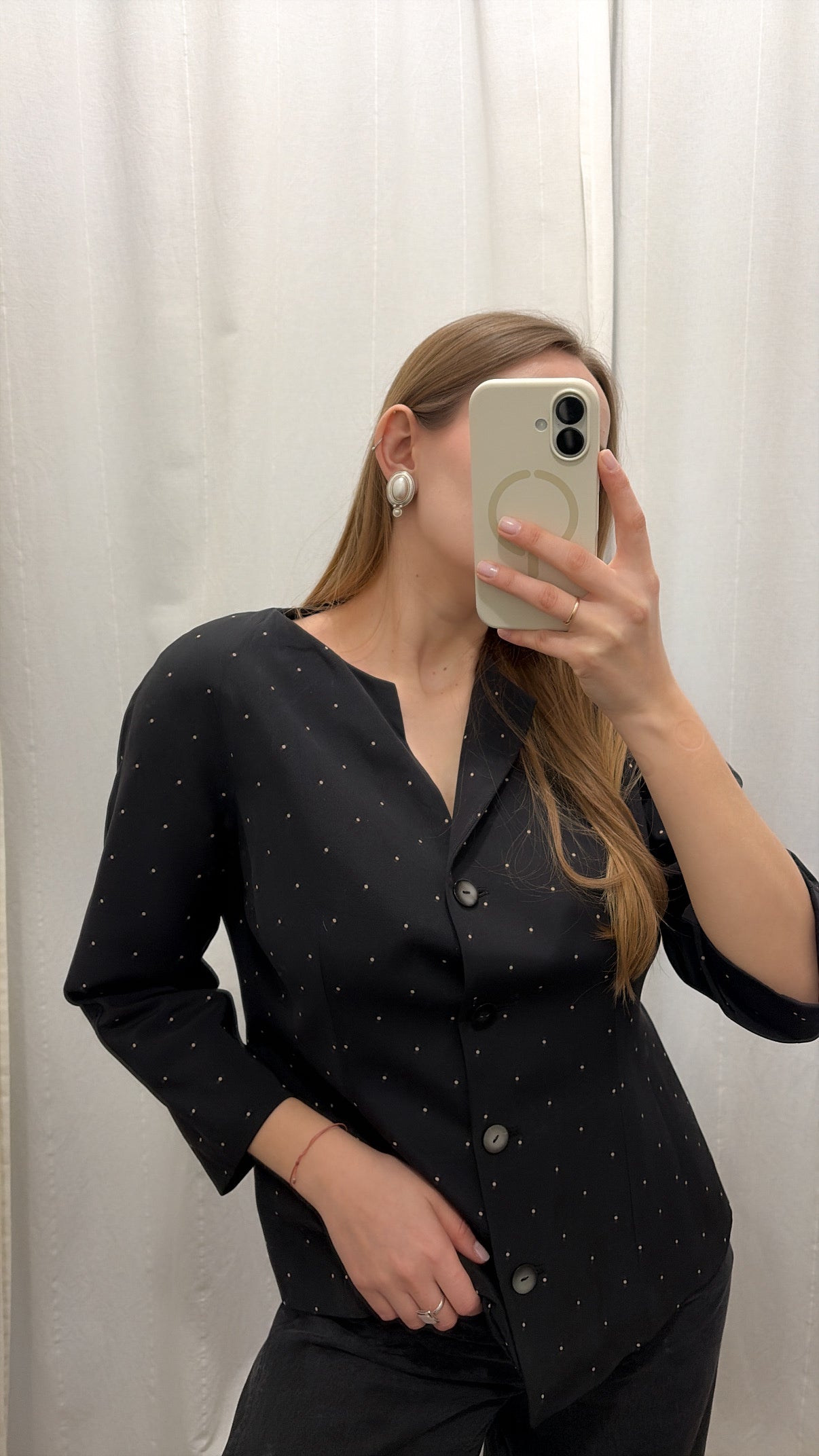 MADELEINE Żakiet ze 100% jedwabiu w subtelne kropki | L-XL