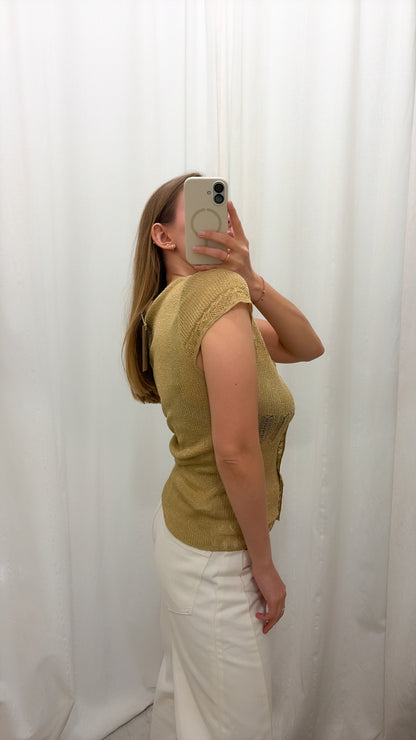 Vintage złota bluzka lurex | M/L
