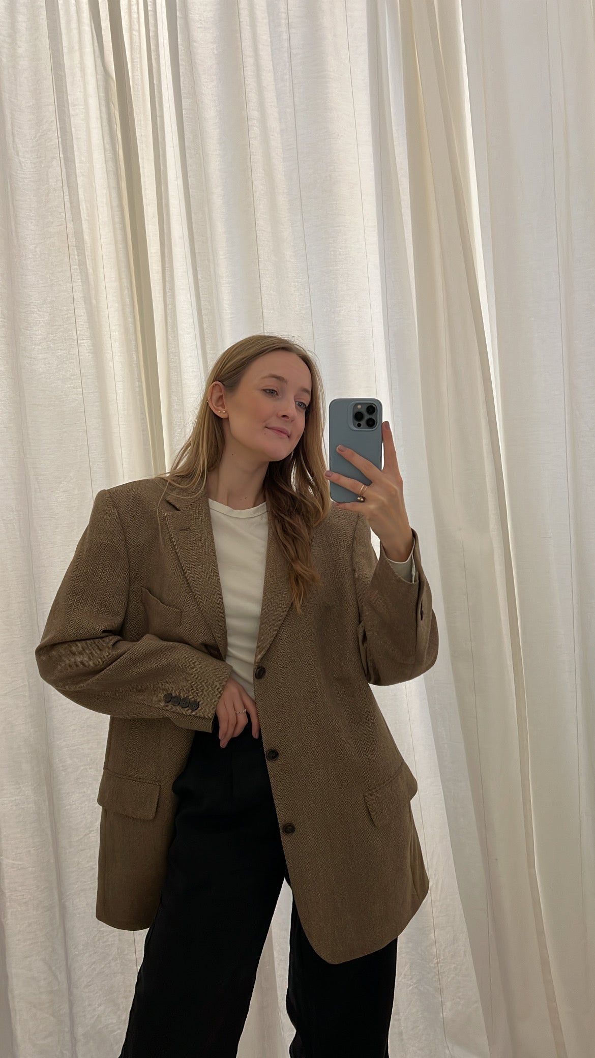Marynarka oversize w jodełkę | Wełna | Kaszmir