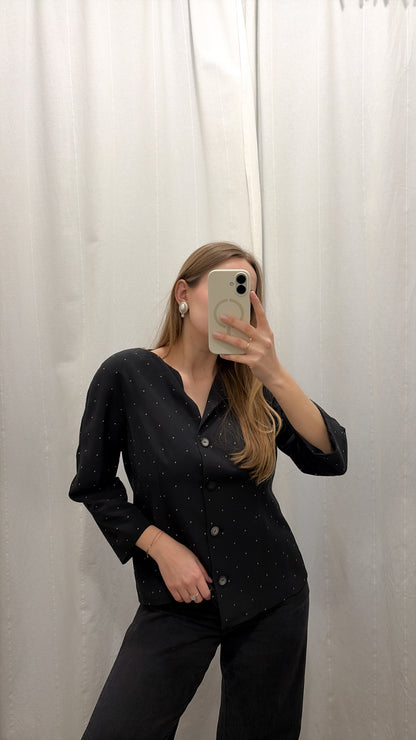 MADELEINE Żakiet ze 100% jedwabiu w subtelne kropki | L-XL