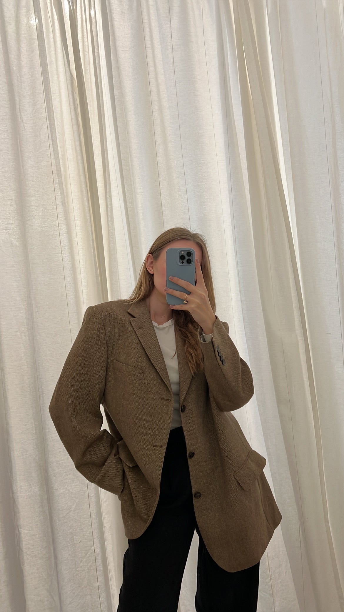Marynarka oversize w jodełkę | Wełna | Kaszmir