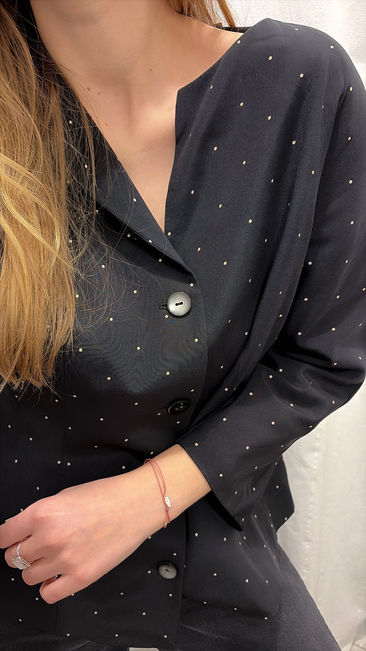 MADELEINE Żakiet ze 100% jedwabiu w subtelne kropki | L-XL