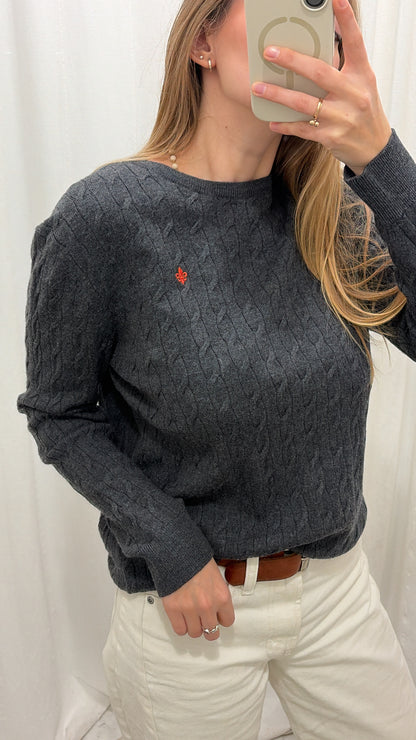 Wełna merino sweter w warkocz L/XL