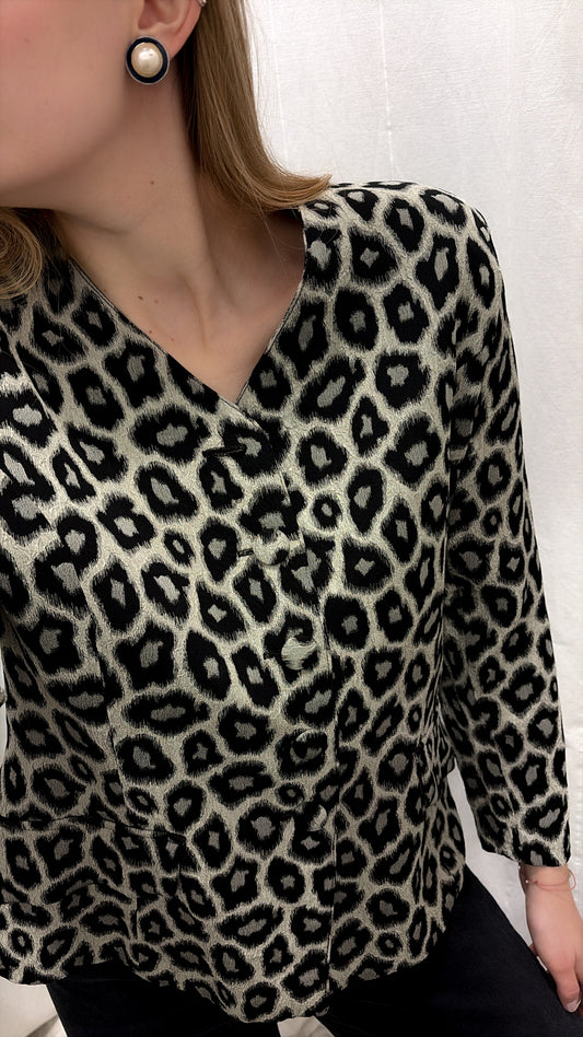 Żakiet vintage Made In France w wyrazisty print | M-L