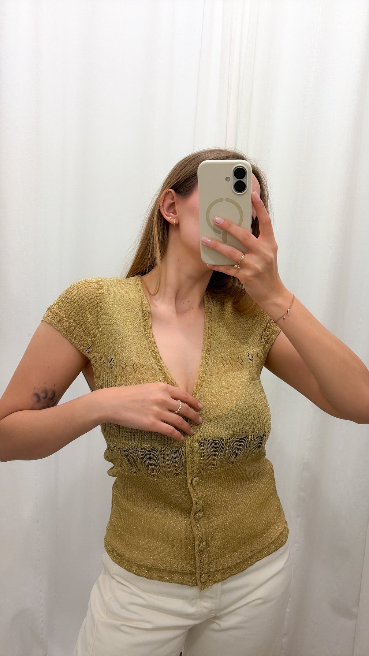 Vintage złota bluzka lurex | M/L