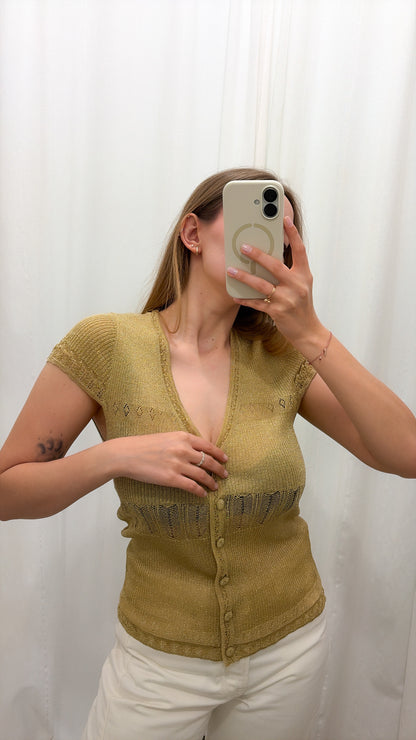 Vintage złota bluzka lurex | M/L