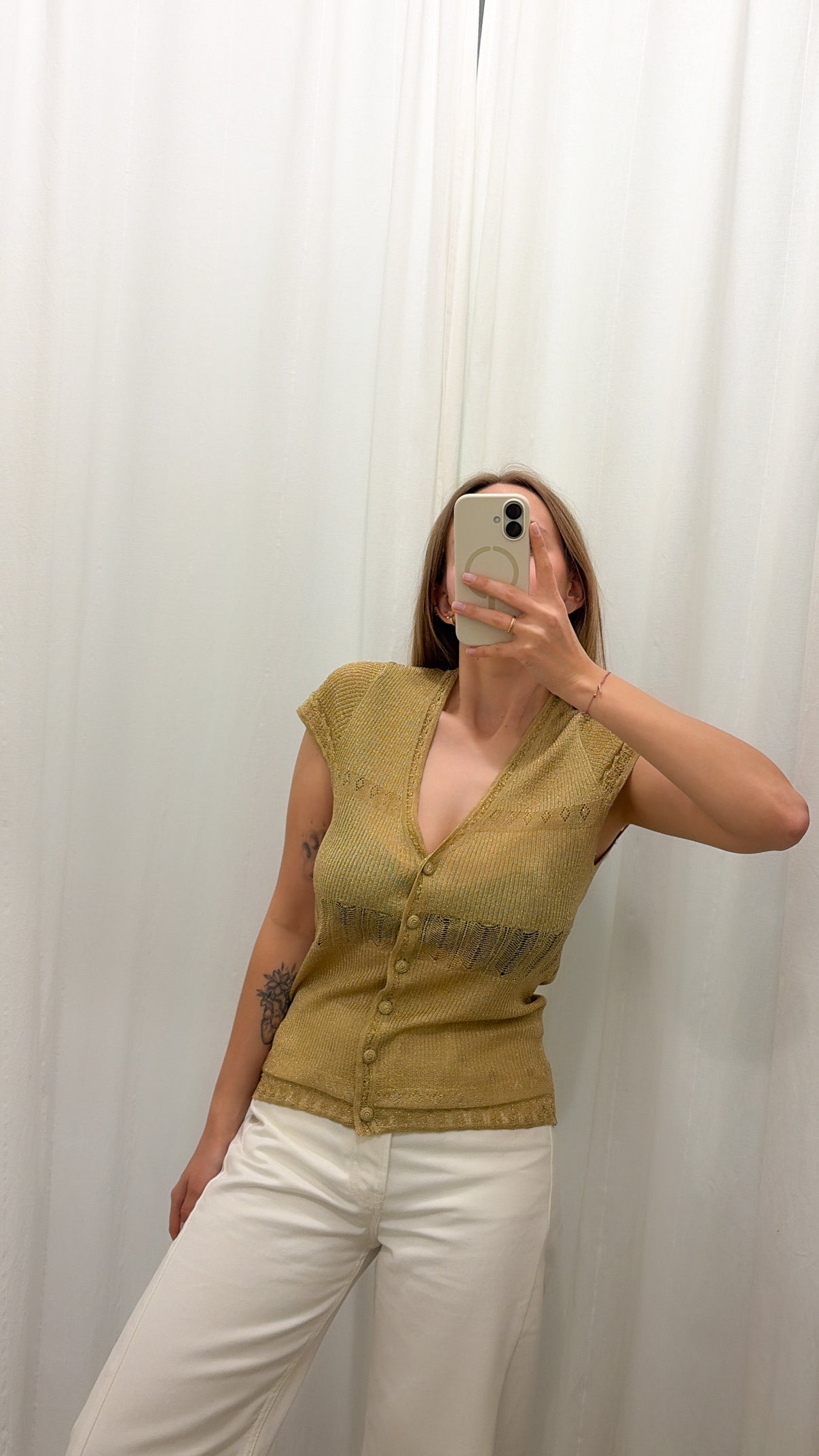 Vintage złota bluzka lurex | M/L