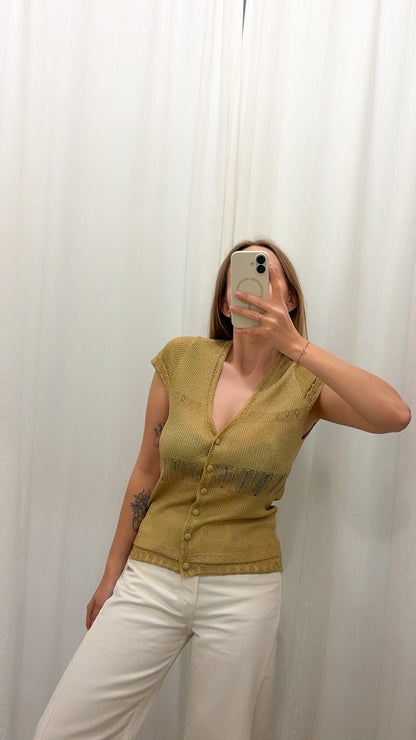 Vintage złota bluzka lurex | M/L