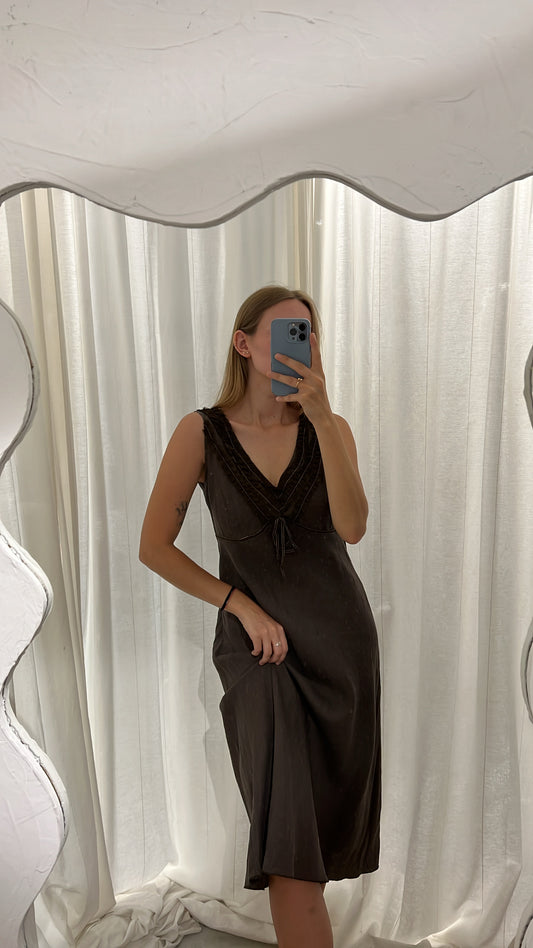 Lniana sukienka maxi | M/L