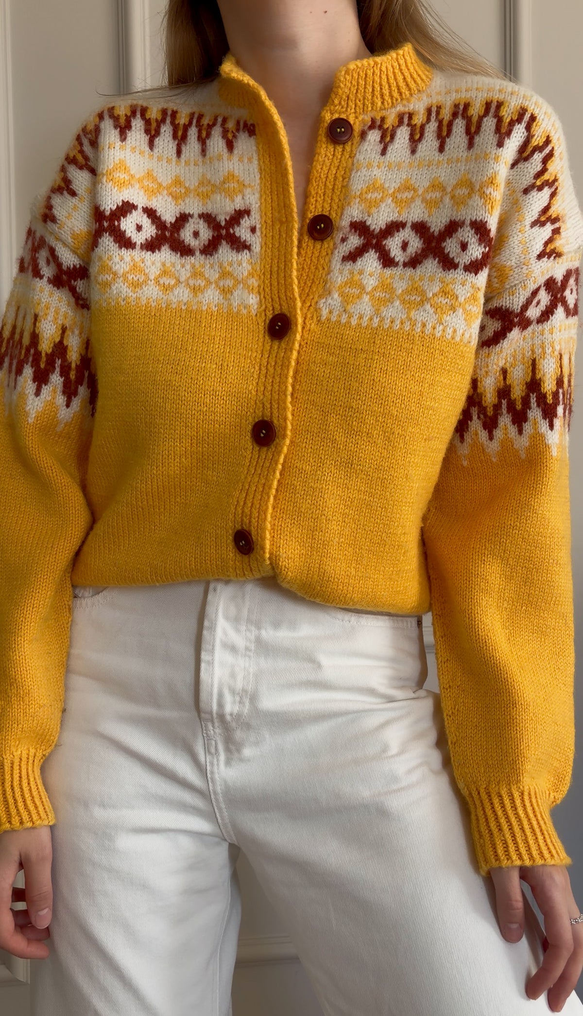 Wełniany jesienny kardigan XS/M