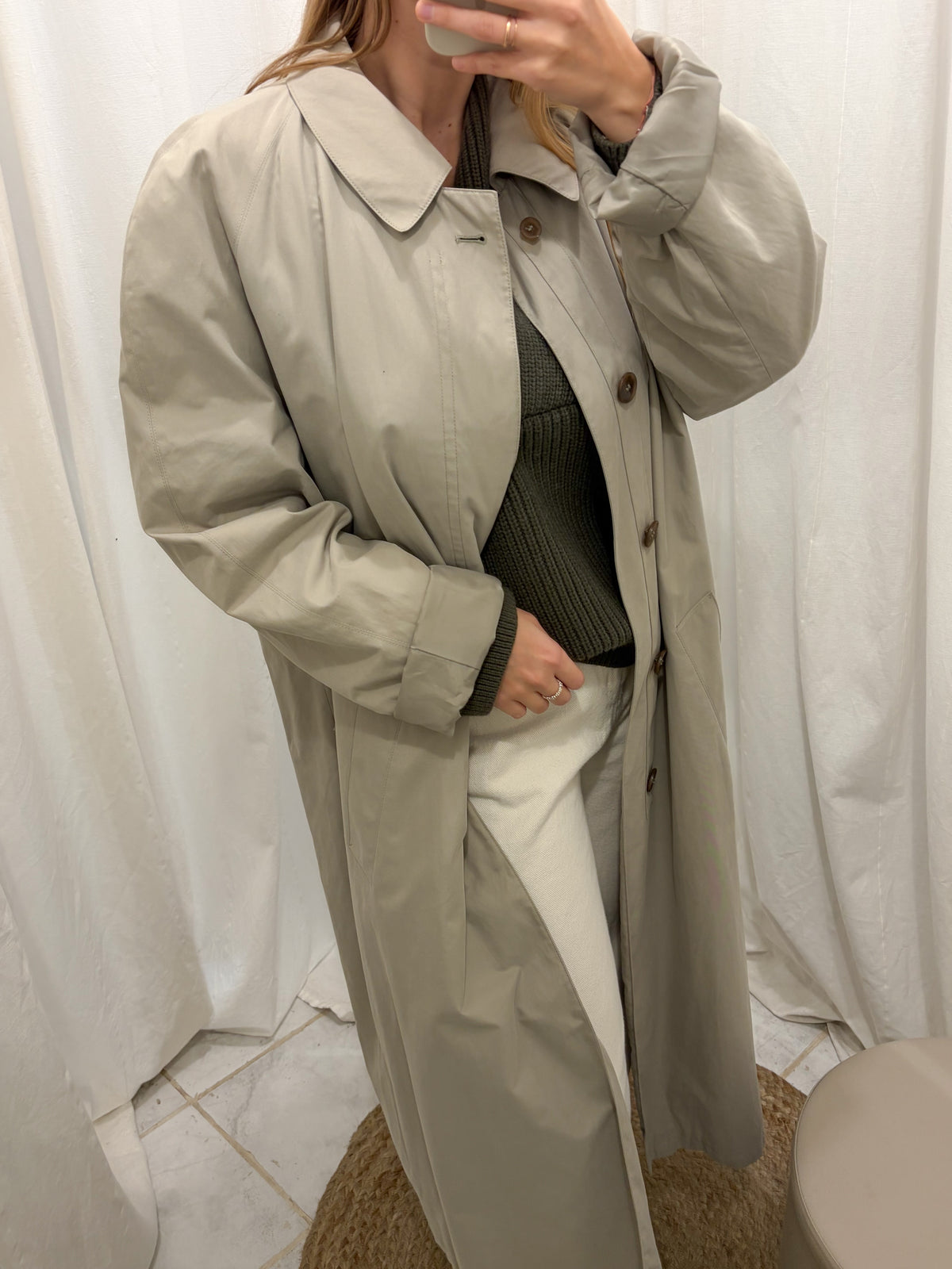 BUGATTI Trencz oversize unisex w oliwkowym beżu