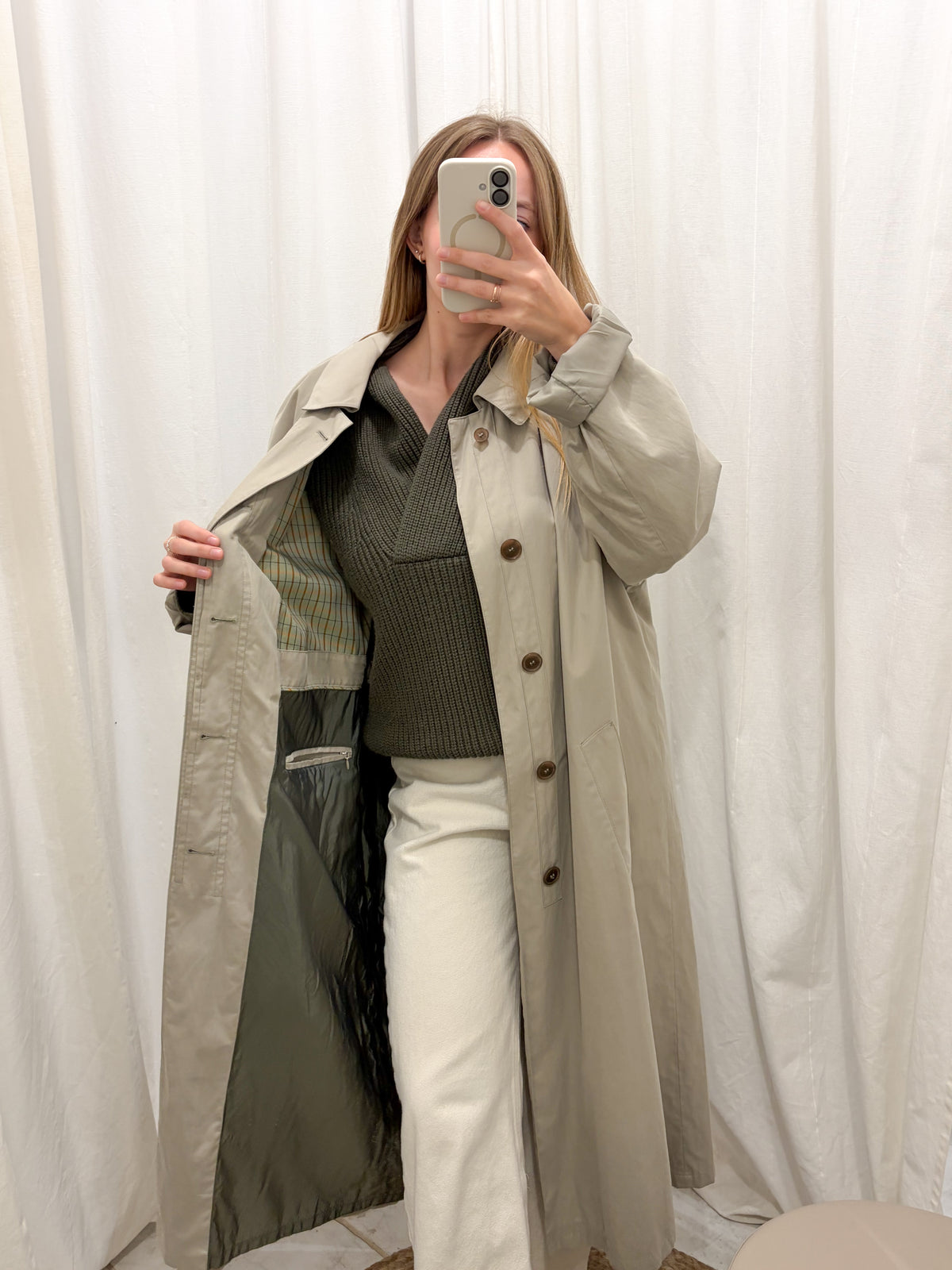 BUGATTI Trencz oversize unisex w oliwkowym beżu