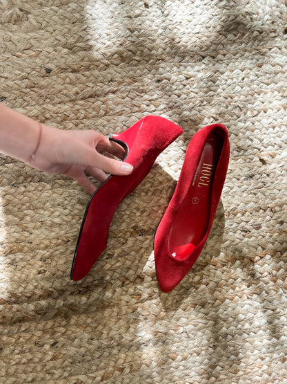 Eleganckie czerwone czółenka Högl | zamsz naturalny | 37