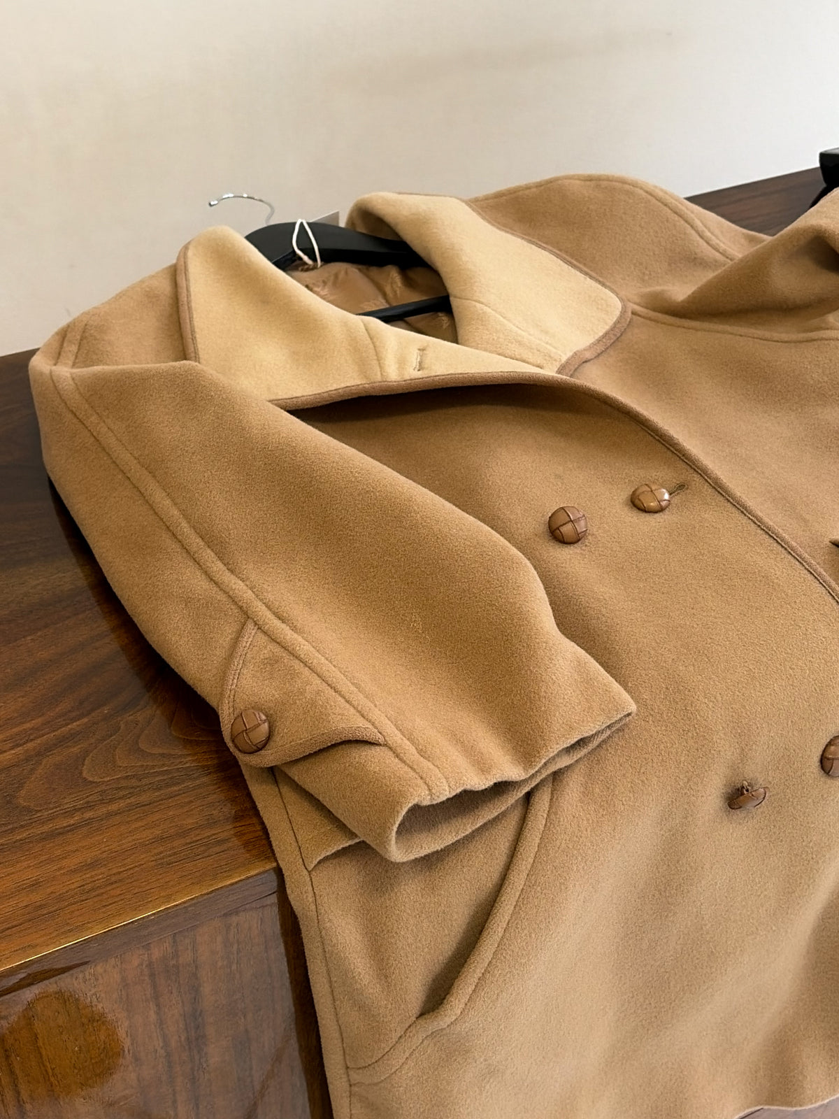 Vintage beżowy płaszcz rękaw 3/4 M-L