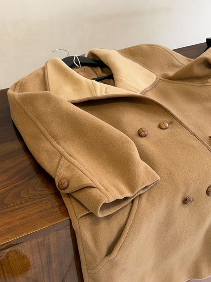 Vintage beżowy płaszcz rękaw 3/4 M-L