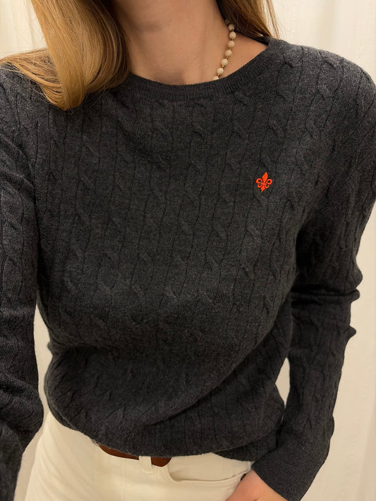 Wełna merino sweter w warkocz L/XL