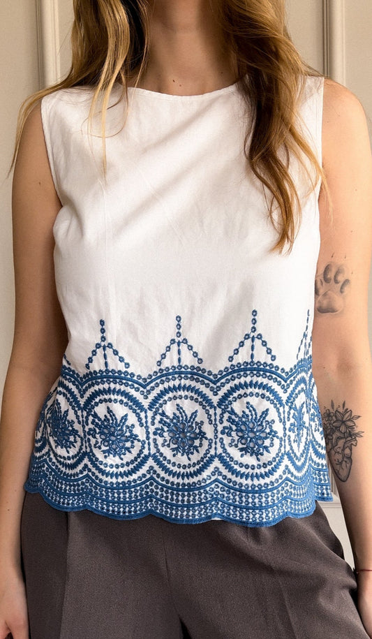 Bawełniana bluzka z haftem | S/M