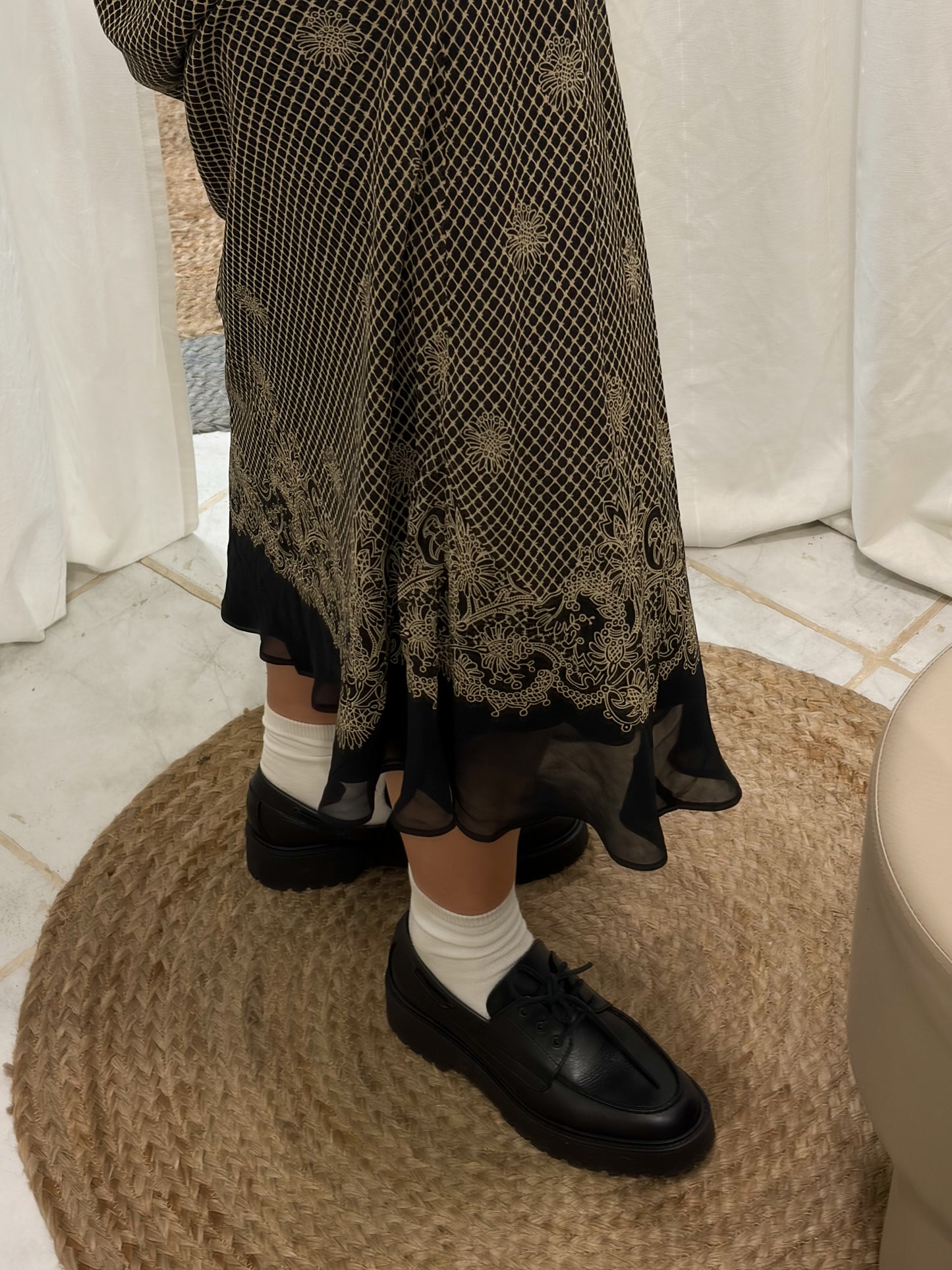 Fenn Wright Manson Maxi wzorzysta spódnica ze 100% jedwabiu XL-XXL
