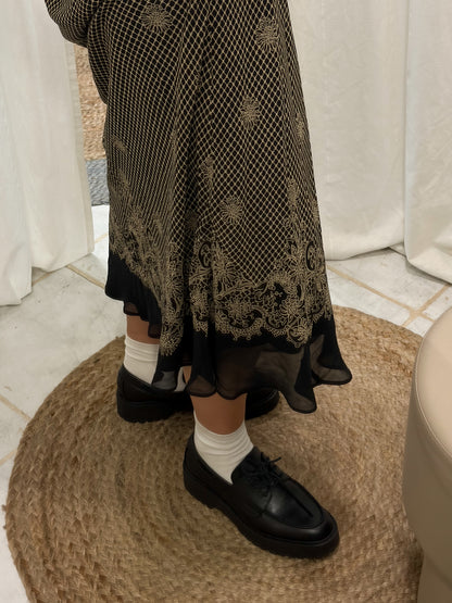 Fenn Wright Manson Maxi wzorzysta spódnica ze 100% jedwabiu XL-XXL
