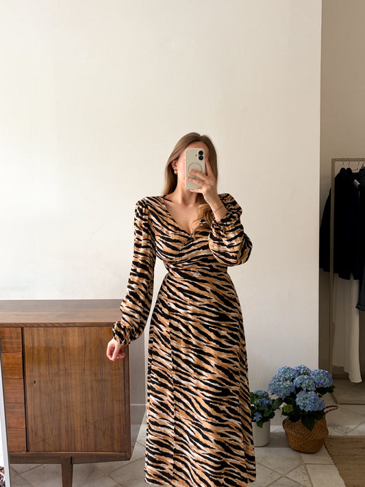 Sukienka maxi w zwierzęcy print | S-M