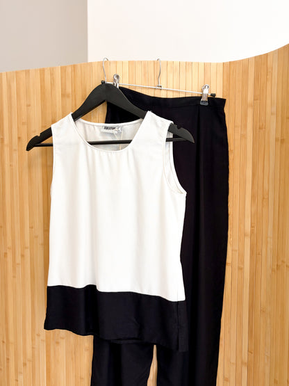 Czarno biały casual top XS-S