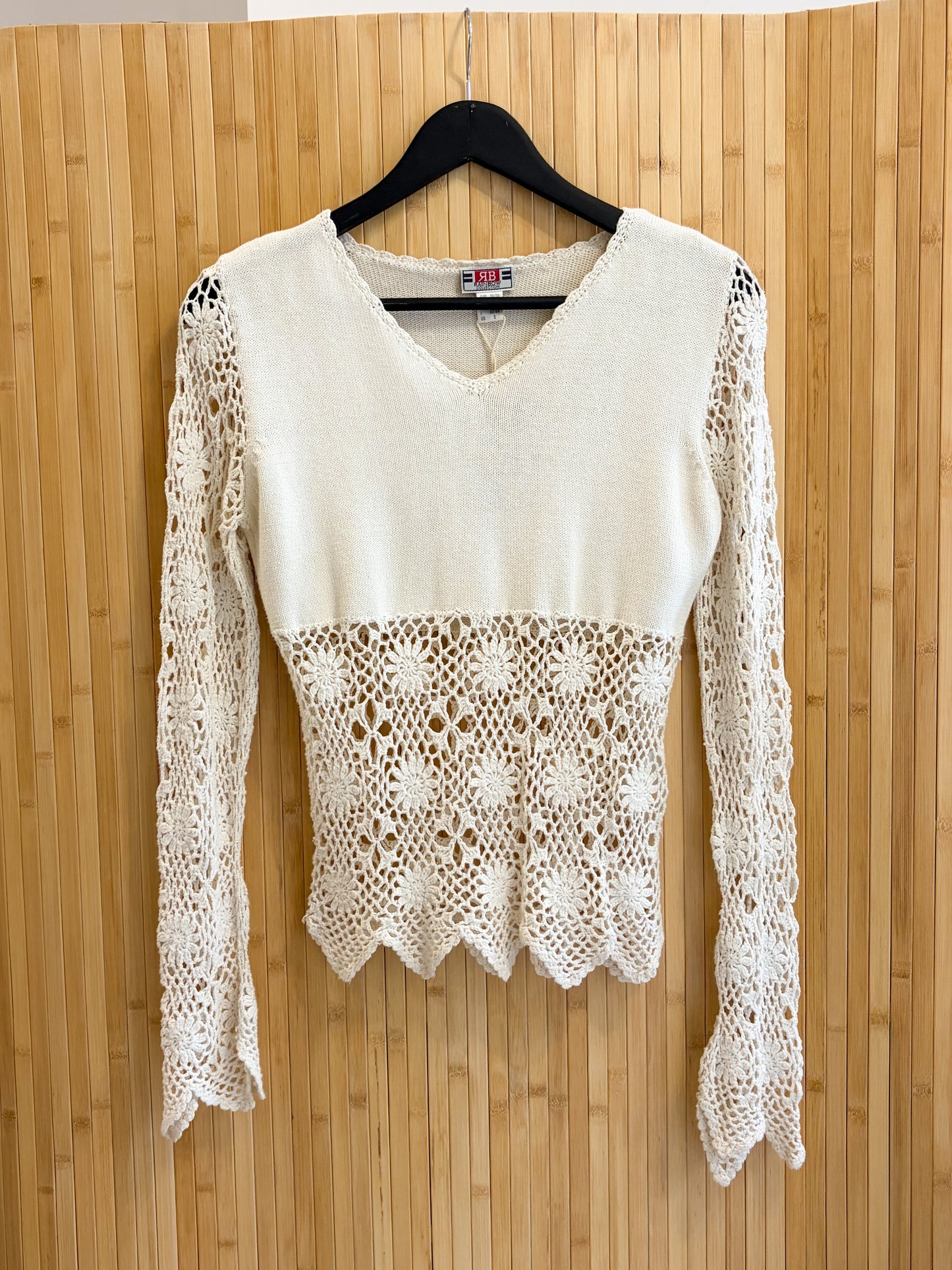 Bawełniany sweter ażurowy XS-S
