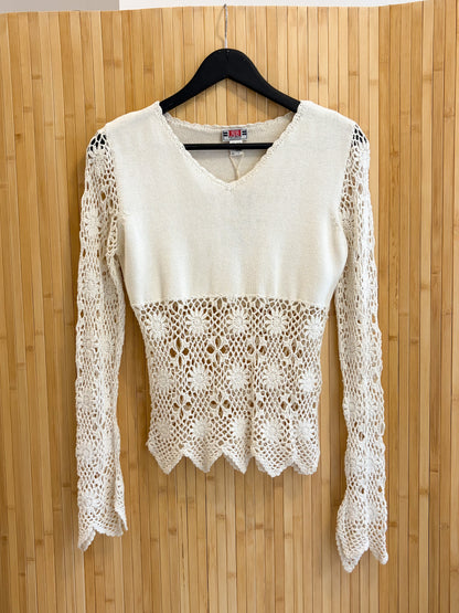 Bawełniany sweter ażurowy XS-S