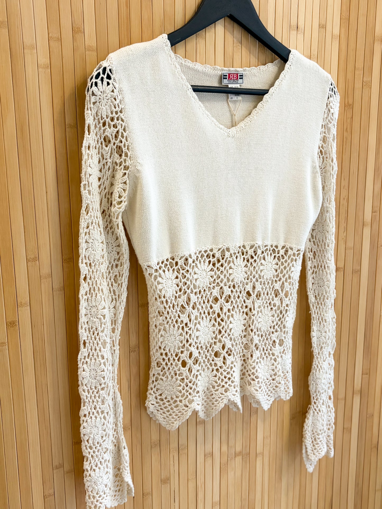 Bawełniany sweter ażurowy XS-S