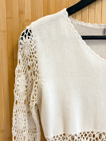 Bawełniany sweter ażurowy XS-S