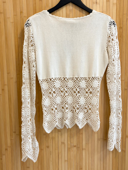 Bawełniany sweter ażurowy XS-S