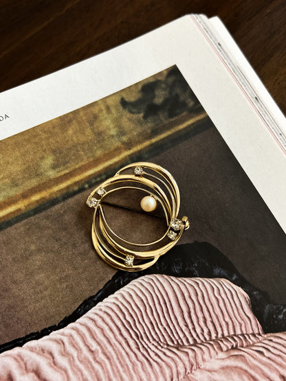 Ażurowa złota broszka geometryczne | 70'/80'