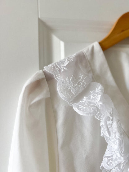 Biała bluzka z koronką – lata 70/80 | M/L