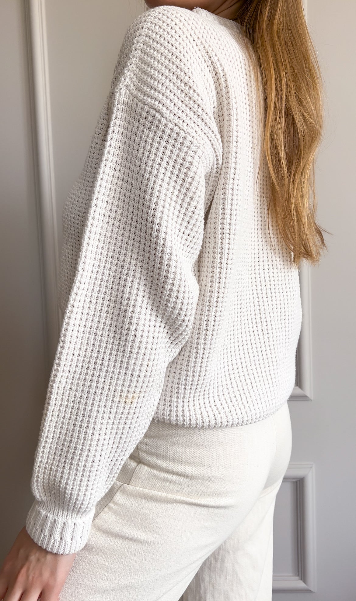 Bawełniany krótki sweter | S