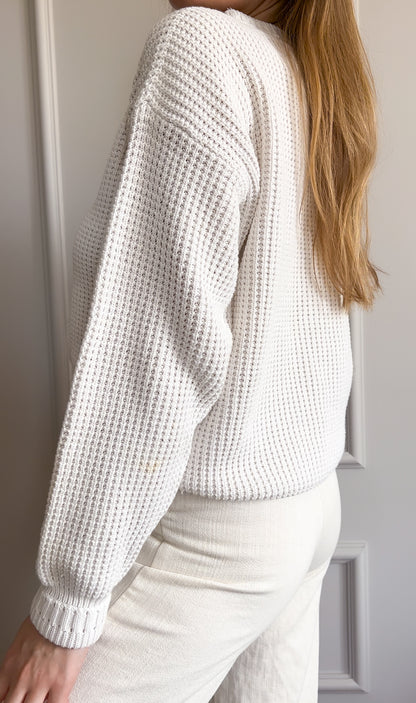 Bawełniany krótki sweter | S