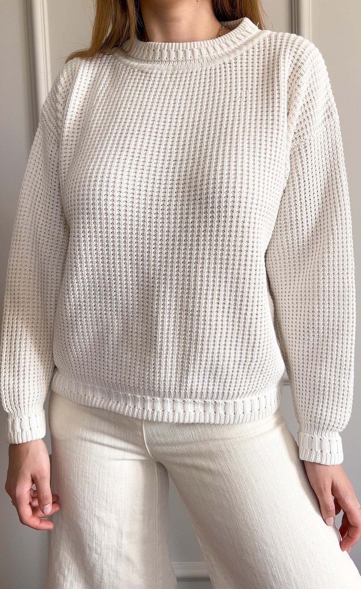 Bawełniany krótki sweter | S