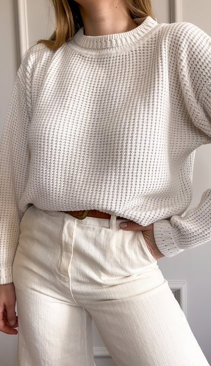 Bawełniany krótki sweter | S