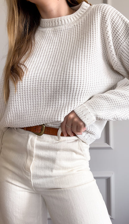 Bawełniany krótki sweter | S