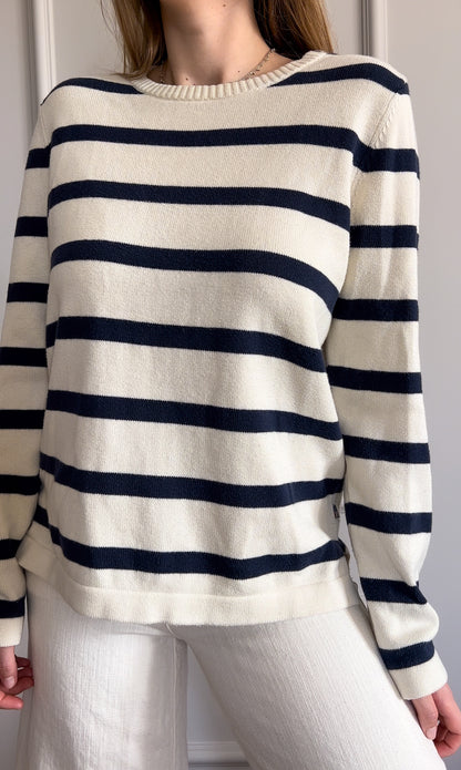Klasyczny sweter w paski z wełną merino | M/L