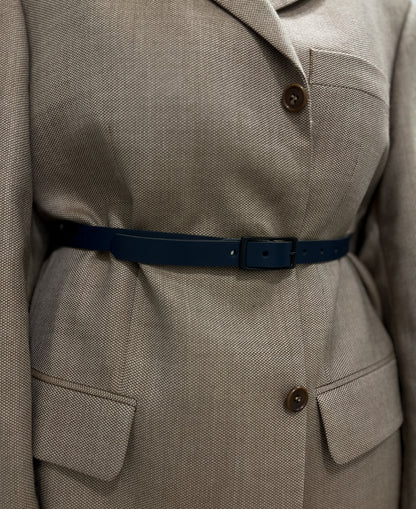 Cienki granatowy pasek | skóra naturalna | 85