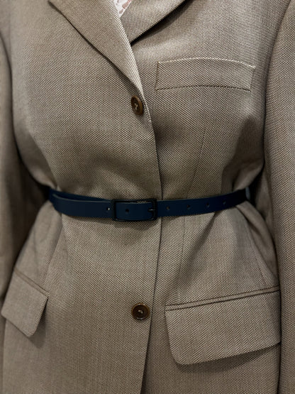 Cienki granatowy pasek | skóra naturalna | 85