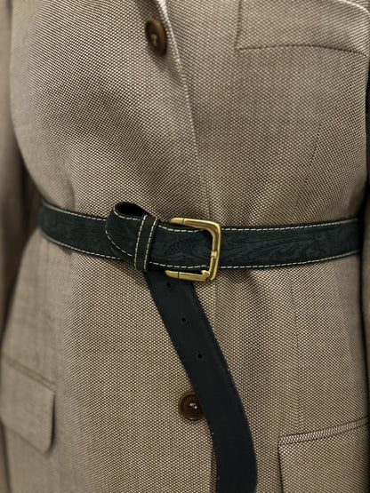 Zamszowy miękki pasek z tłoczeniem | skóra naturalna | large